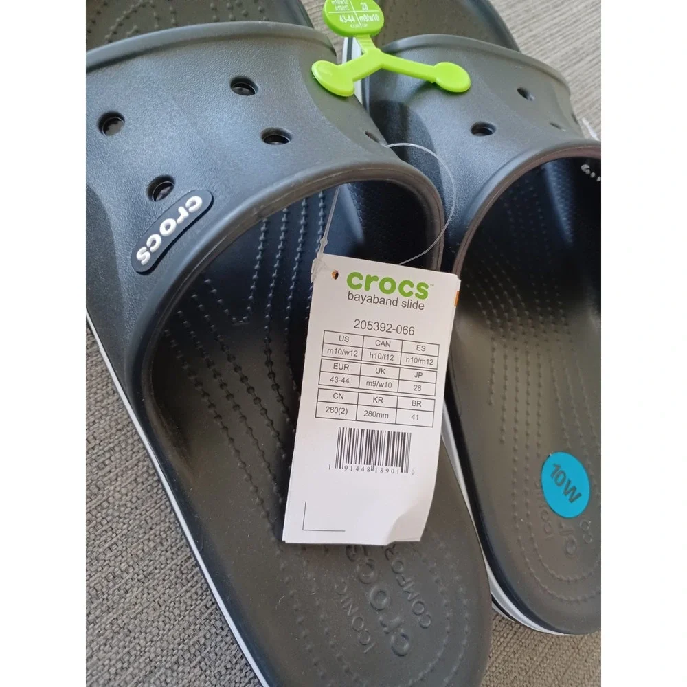 Crocs Bayaband Slide  Relaxed Fit Black White Sz 10